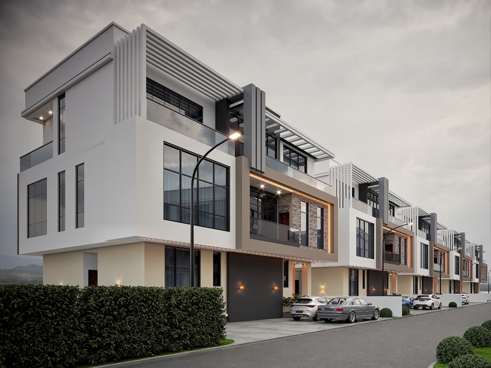 Row of contemporary homes